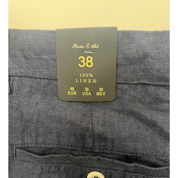 Porter & Ash Men Navy Blue 100 Linen Premium Collection Shorts Size 38 NWT - Picture 4 of 7